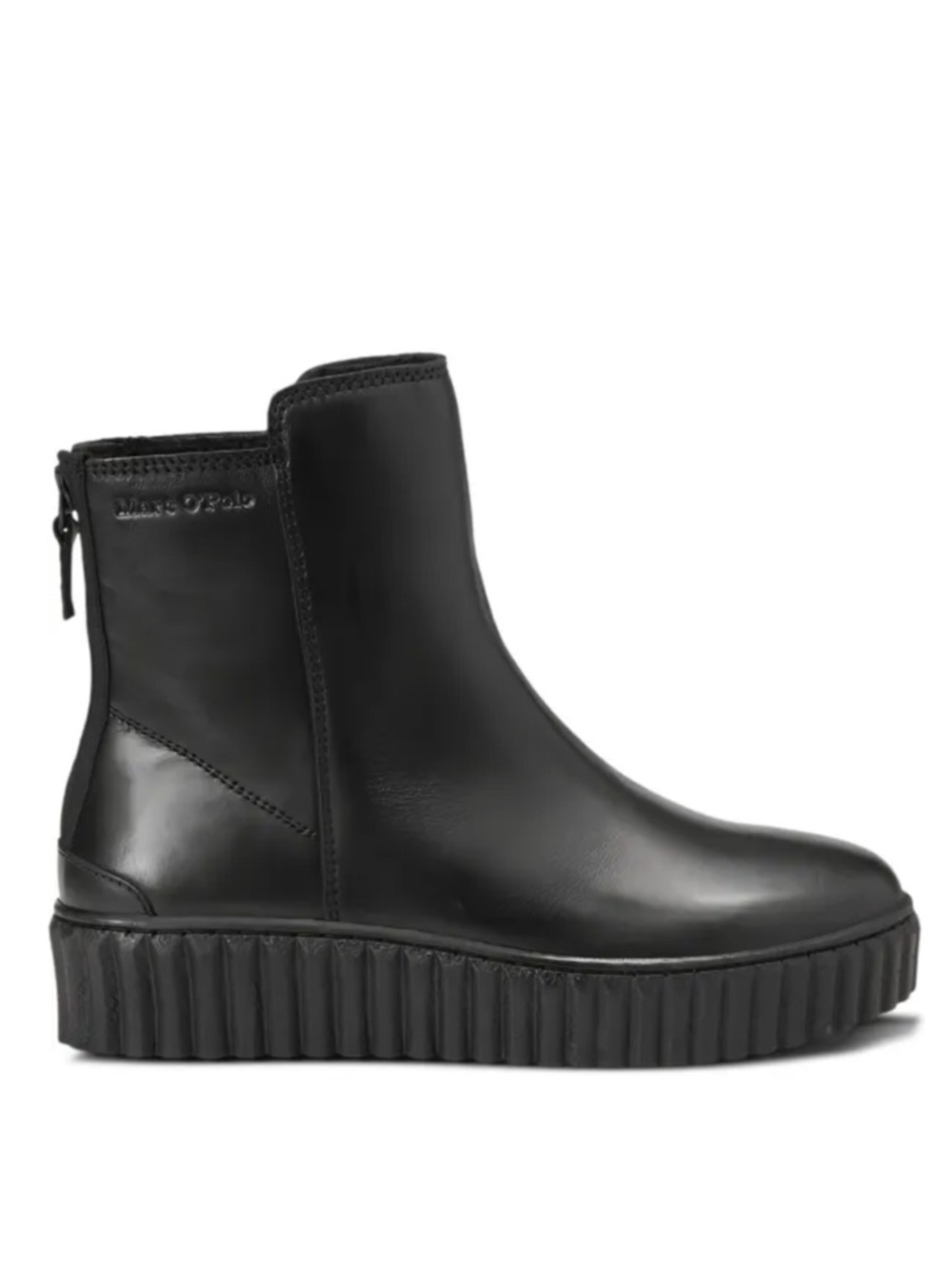 Marc O’ Polo Bianca Black Leather Platform Ankle Boots Size 40/US 9-9.5